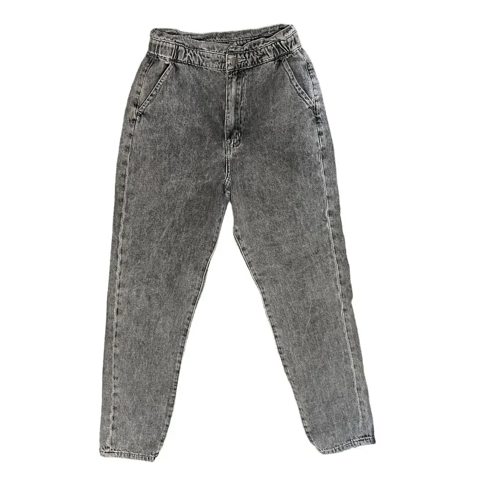 KanCan Women's High Rise 90s Slouch Acid Wash Black Jeans Size 25 Distressed Y2K